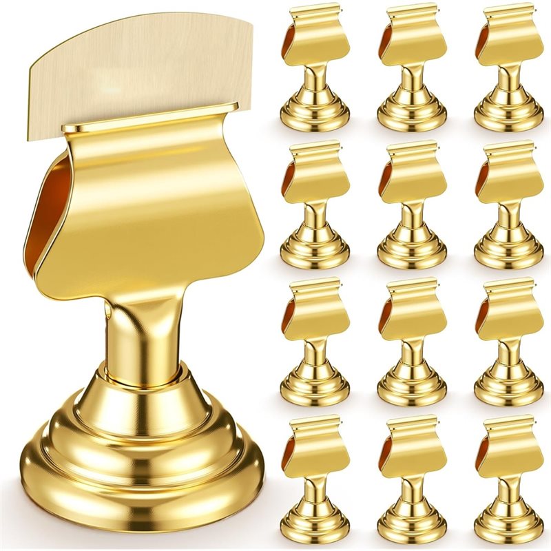 Table Number Gold - Neuestes Modell: 12er-Set goldene Mini-Tischkartenhalter-Clips, 1,7