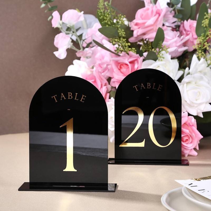 Table Number Gold - Gewölbte Acryl Tisch nummern Hochzeit Mittelstücke