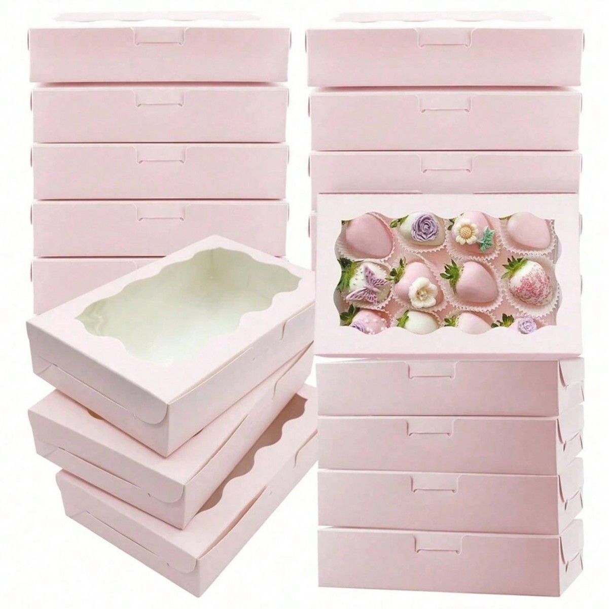 Wedding Cake Supply - 10/30/50 Stück Kraftpapier-Kuchen- und Süßigkeitenschachteln, rechteckig,