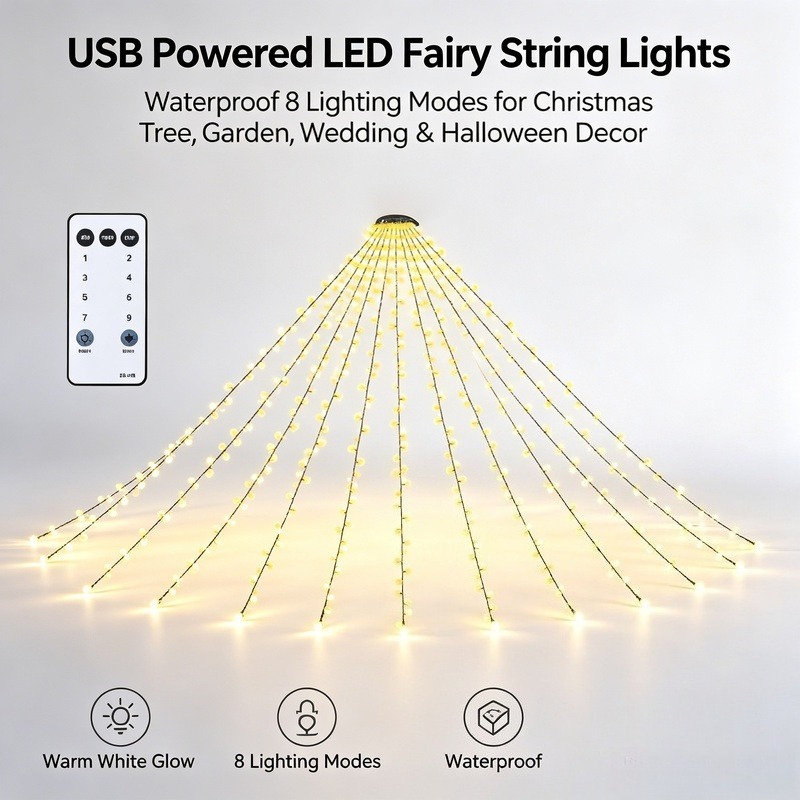 Wedding Led - USB LED Lichterkette, Wasserdichte Weihnachtsbaumbeleuchtung mit