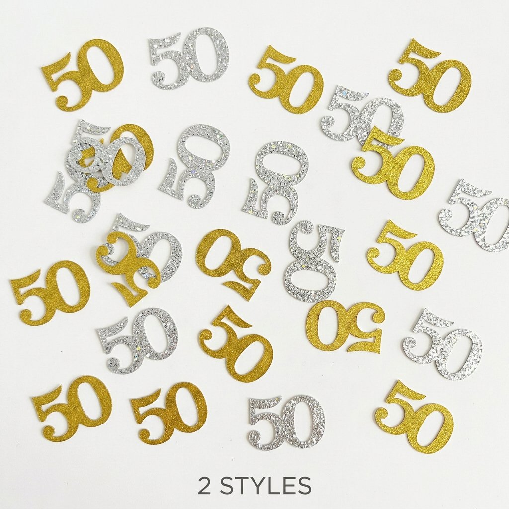 Table Number Gold - 120 Stück 50. Geburtstag Konfetti Gold