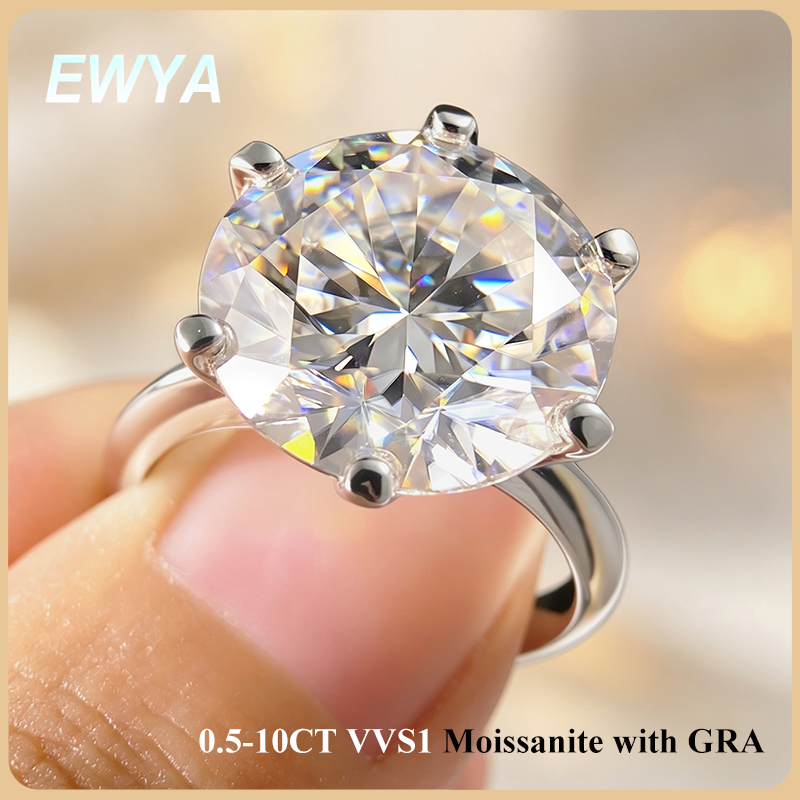 Wedding Zone - EWYA GRA-zertifiziert, 0,5–10 Karat D-Farbe, Moissanit-Solitär-Verlobungsringe