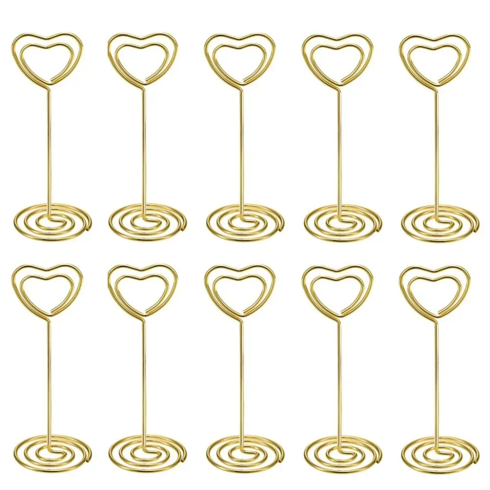 Table Number Gold - 10 Stück herzförmige Tischnummern, Name, Tischkartenhalter,