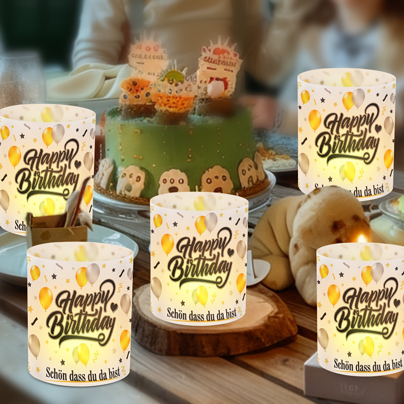 Table Number Gold - 6. Stk. Schwarzgoldene Geburtstagstischlampenschirme – batterielose