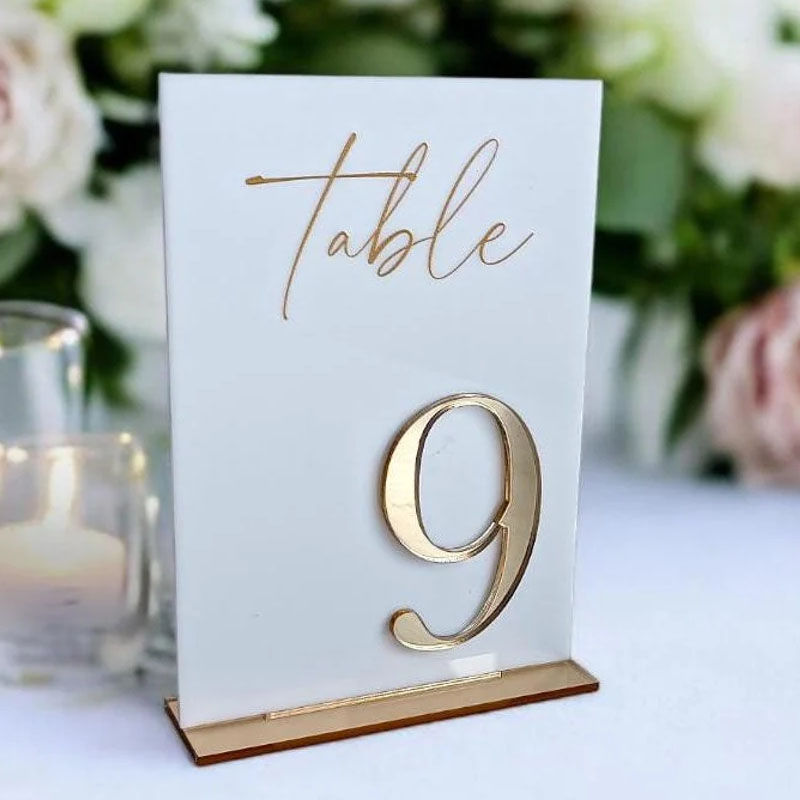 Table Number Gold - Hochzeitstischnummern für Zeremonie und Empfang Goldene
