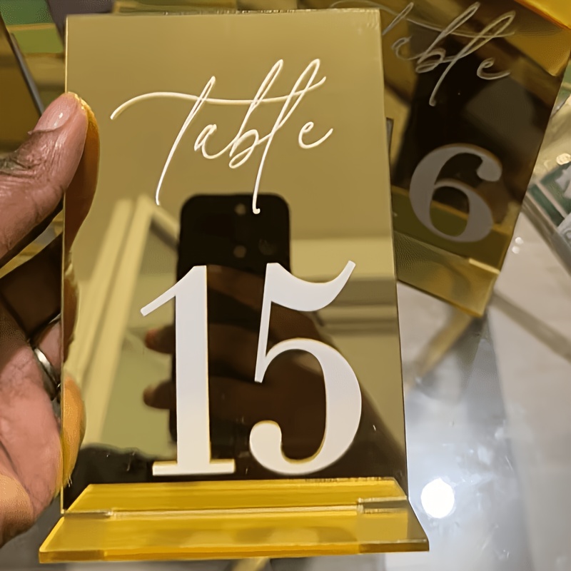 Goldene Spiegel-Acryl Tischnum – Table Number Gold Bewertung und Preis