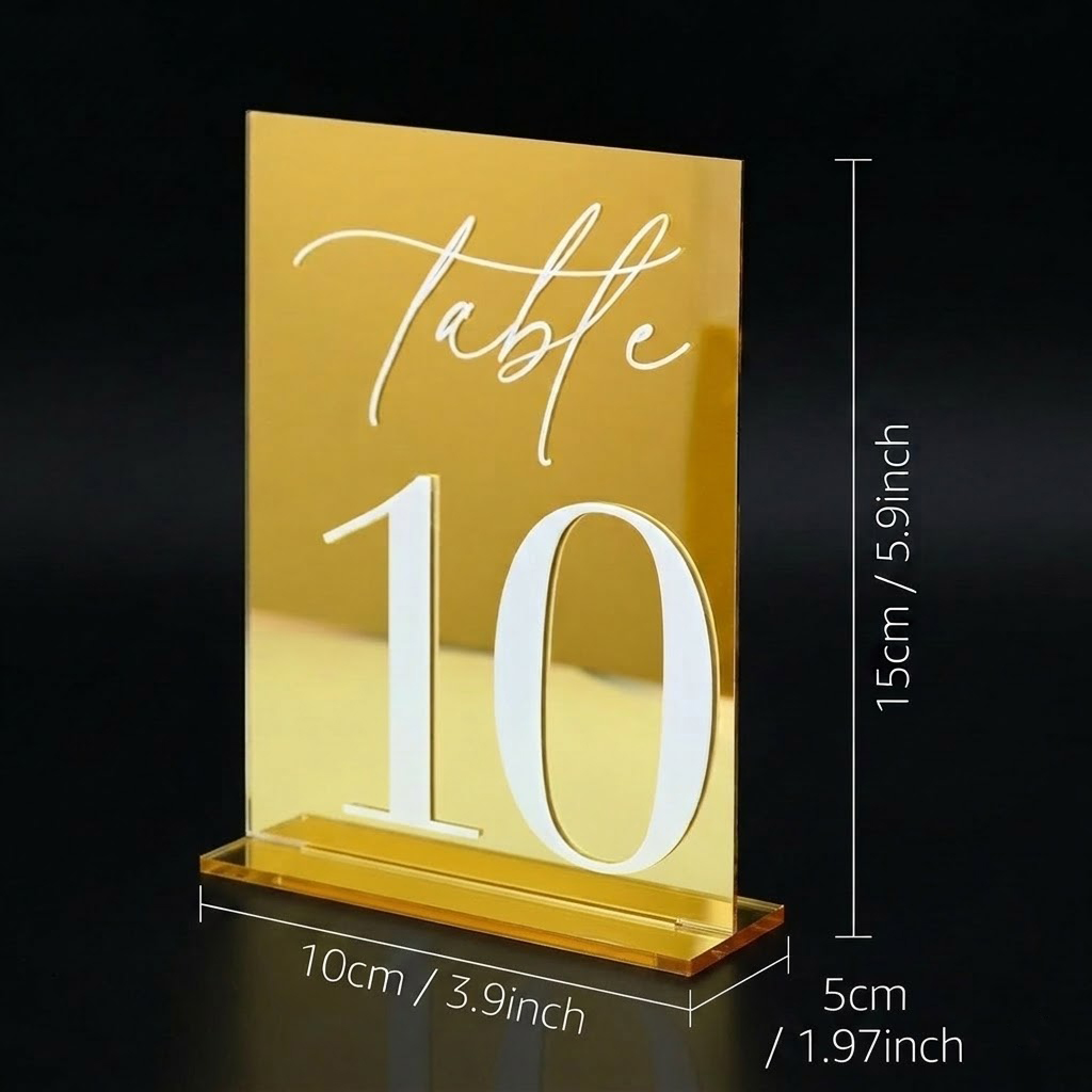 Goldene Spiegel-Acryl Tischnum – Table Number Gold Bewertung und Preis